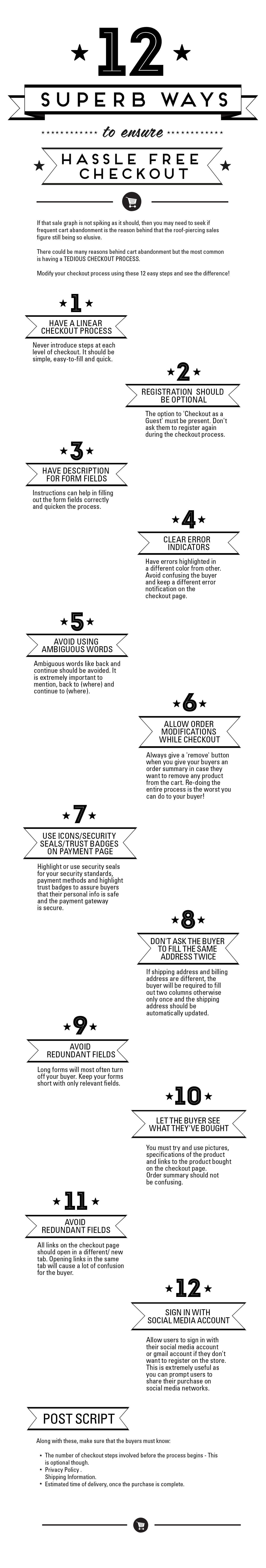 Hassle Free Checkout - 12 Ways to make checkout Easy - Infographic