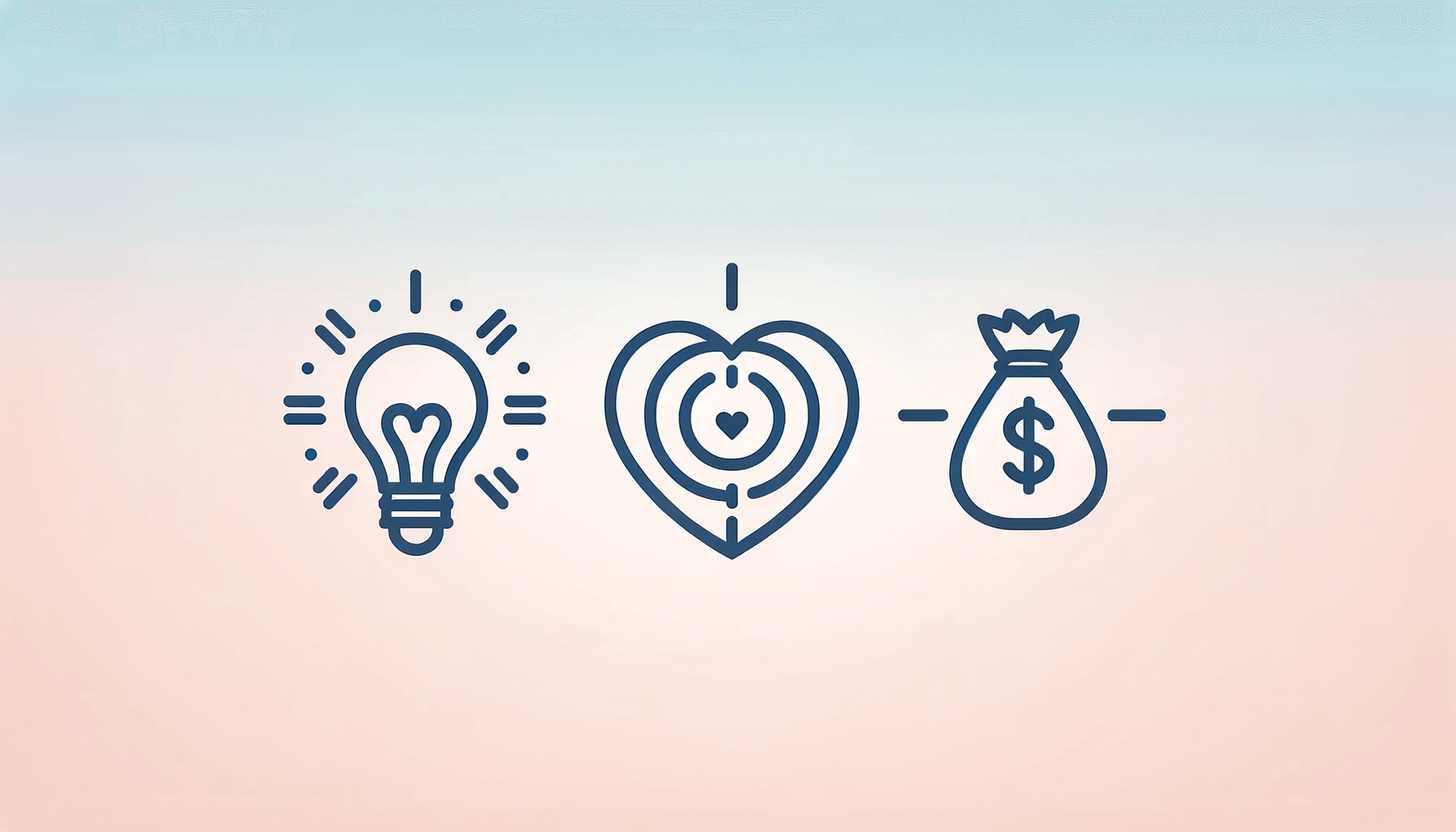 Illustrative image showing symbols for purpose, ideas and profit